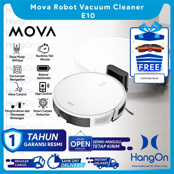 Gambar Mova E10 Robot Vacuum and Mop 4500Pa Penyedot Debu Sapu dan Pel Lantai dari HangOn Official Store undefined Tokopedia