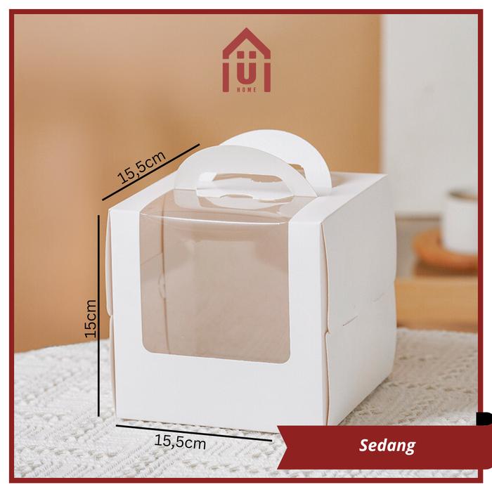 Gambar UNISO - CAKE BOX KOTAK KUE ULANG TAHUN TENTENG HANDLE PORTABLE WINDOW CAKE BOX KOTAK HADIAH KUE TINGGI PUTIH ESTETIK - Sedang dari Uniso Home undefined Tokopedia
