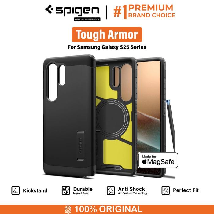 Gambar SPIGEN Case For Samsung Galaxy S25 Ultra Plus Tough Armor MagFit Anti Shock Crack Cover Stand Casing - Mag Black, S25 Ultra dari Spigen Indonesia Kota Administrasi Jakarta Barat Tokopedia