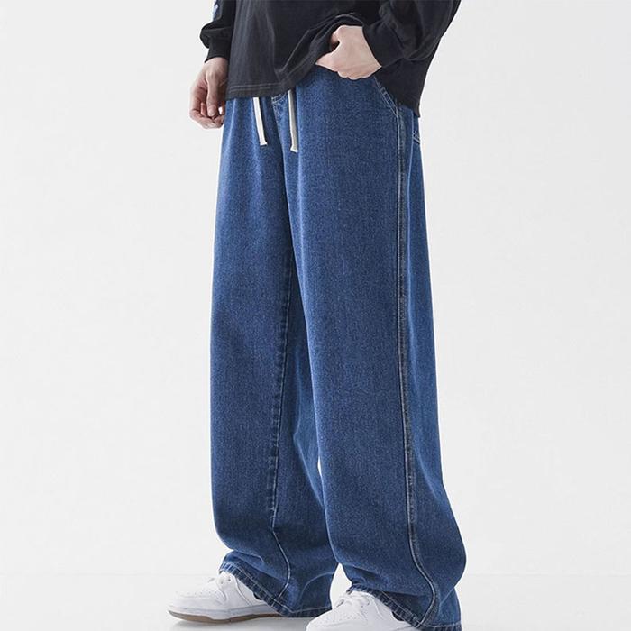 Gambar Celana Jeans Pria celana panjang pria celana kulot pria boyfriend gombrang straight jeans baggy pants celana denim pants celana cowo oversize Loose pants Cowok Dewasa Fit - 266（karet）, L=29-30（BB 52-62KG） dari LW-pria undefined Tokopedia