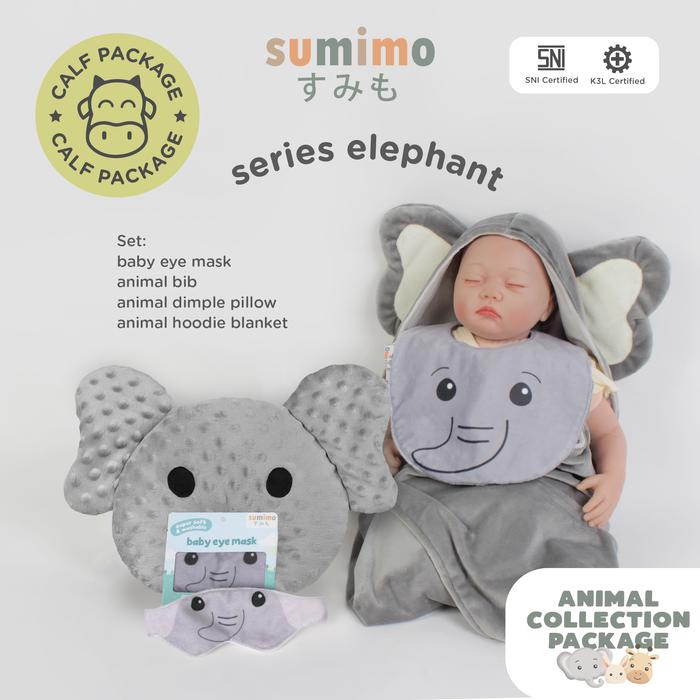 Gambar Sumimo - Calf Package (Hoodie Blanket , Bantal Peang , Eye Mask,Bib animal) || Selimut Bayi / bantal bayi / penutup mata - Elephant, Standar dari Sumimo Kota Administrasi Jakarta Barat Tokopedia