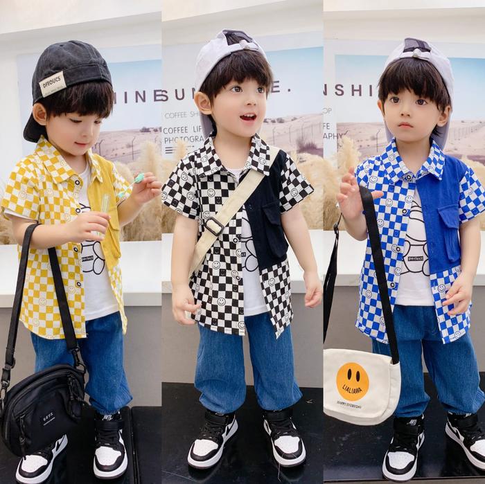 Gambar (GROSIR) Setelan anak laki laki usia 8 Bulan - 3 Tahun / Set boys / Set boys rylee grid chess board / Grosir baju anak Tanah Abang - Seri 6 dari Viloza undefined Tokopedia