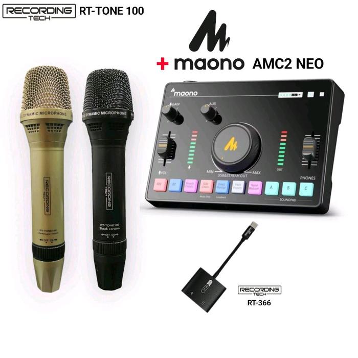 Gambar Paket Soundcard Maono AMC2 Neo Mic Kabel Recording Tech RT TONE 100 OTG RT366 Type C RT356 Lightning Original - RT-366 Type C for Androild, Hitam dari LoHaI undefined Tokopedia