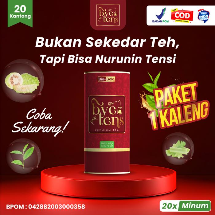 Gambar BYE TENS Premium Tea - Teh Hijau, Mengkudu, Seledri Untuk Membantu Hipertensi Kolesterol Darah Tinggi - 1 Paket Hemat dari BIO GOLD_NEW undefined Tokopedia