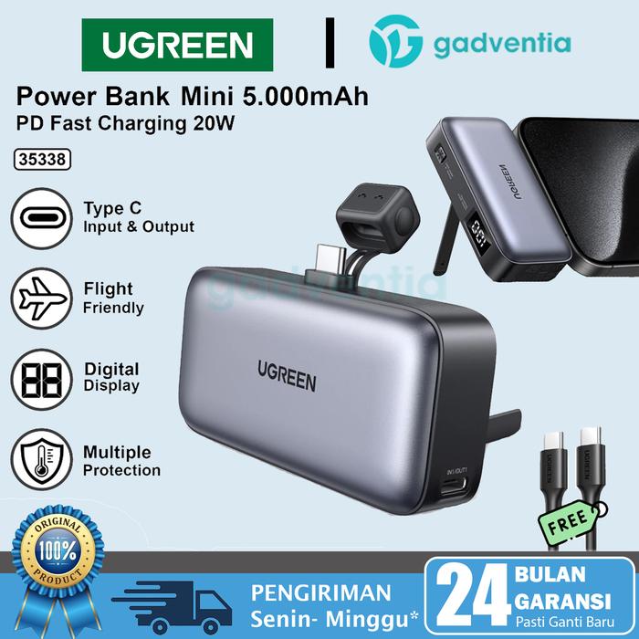 Gambar UGREEN 35340 Power Bank 20.000mAh PD QC 3.0 Powerbank LED Built in Cable Type C Fast Charging 22.5W For iPhone 15 16 Pro Max Samsung S24 - 35338 5.000mAh dari GADVENTIA Kota Administrasi Jakarta Barat Tokopedia