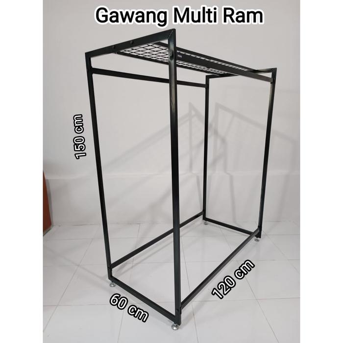 Gambar DRJ - Gawang Baju Gantungan Baju Full Kotak Multiram - Besi Gantungan Baju - Gawangan Baju - Gantungan Celana - Rak Gantungan Baju - Rak Baju - 150 cm, Hitam dari DUA RAJA DISPLAY undefined Tokopedia