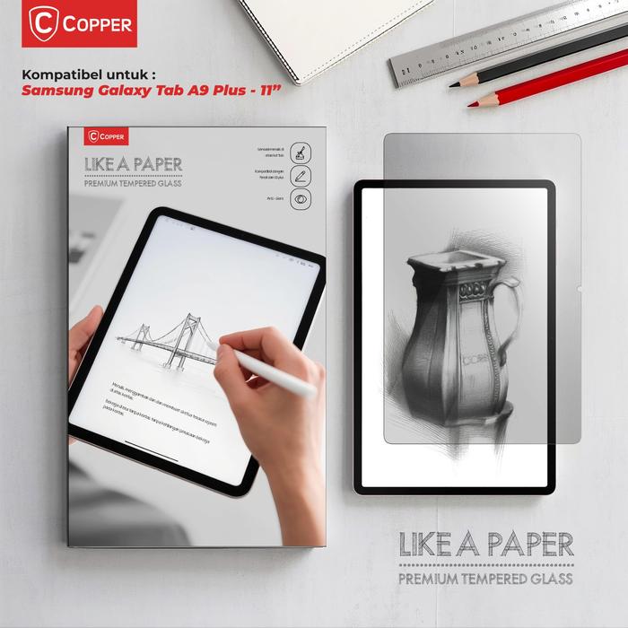 Gambar COPPER For Samsung Galaxy Tab A9 / A11 Plus - 11" / S7 / S8 / S9 / S10 – Plus / FE / S10 Lite / S11 - 8,7 / 11 / 12,4 inch – Premium Tempered Glass Feels Like a Paper Screen Protector – Antigores Kaca Tab / iPad / Tablet - TAB A9 PLUS (11") dari Copper Indonesia undefined Tokopedia