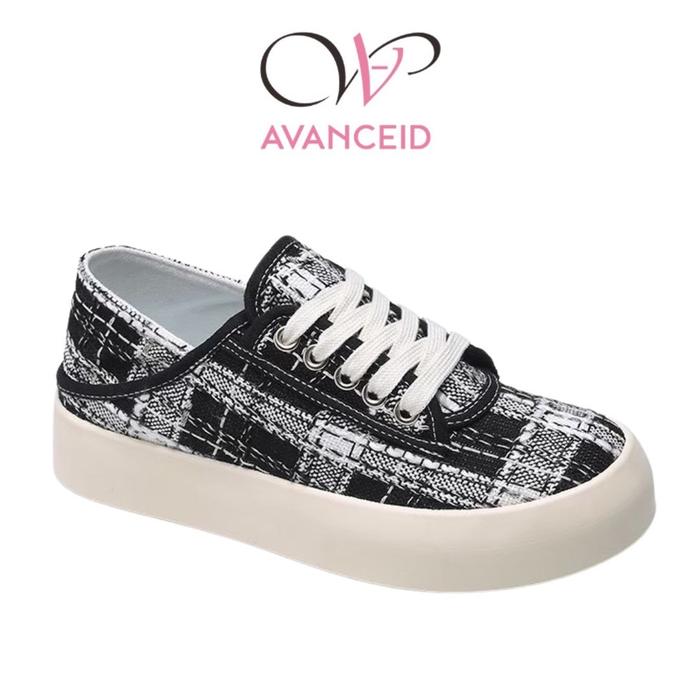 Gambar AVANCEID 1929 Sepatu Sneakers Wanita Tali Hitam Putih Karet Shoes - HITAM, 37 dari AVANCE ID undefined Tokopedia