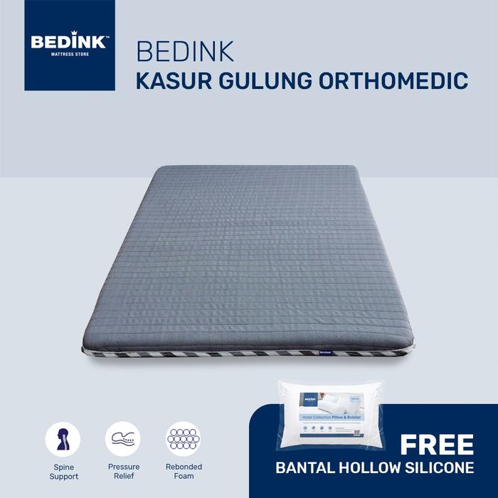 Gambar BEDINK Kasur Gulung Orthomedic Quilting 100x190 / Tebal 6cm / Free Bantal / Mewah Busa Rebonded / Kasur Lesehan Lantai - Abu, 6cm dari bedinkmattressofficialshop undefined Tokopedia