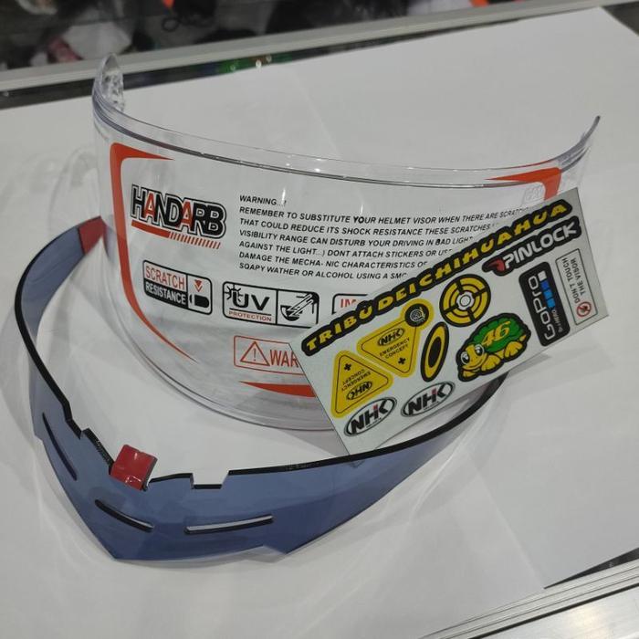 Gambar Paket Ganteng kaca helm NHK RX9 Fullface Iridium Blue, Silver, Gold, gratis stiker - Visor bening+stiker, Spoiler rx9 hitam dari iibbuuaaaannnn undefined Tokopedia