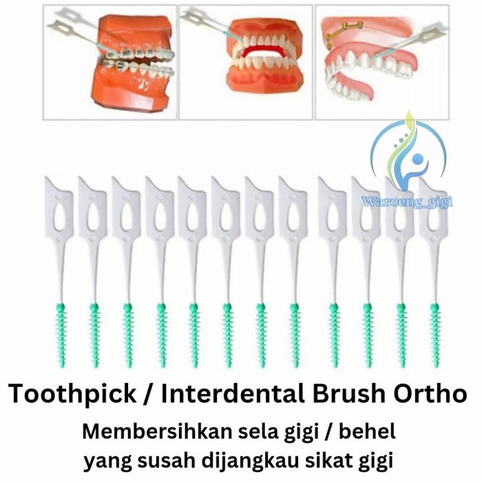 Gambar Interdental Brush Sikat Sela Gigi Behel Ortho Toothpick (RUBBER TIP) - 1Kotak isi 20pc dari Waroeng Gigi undefined Tokopedia
