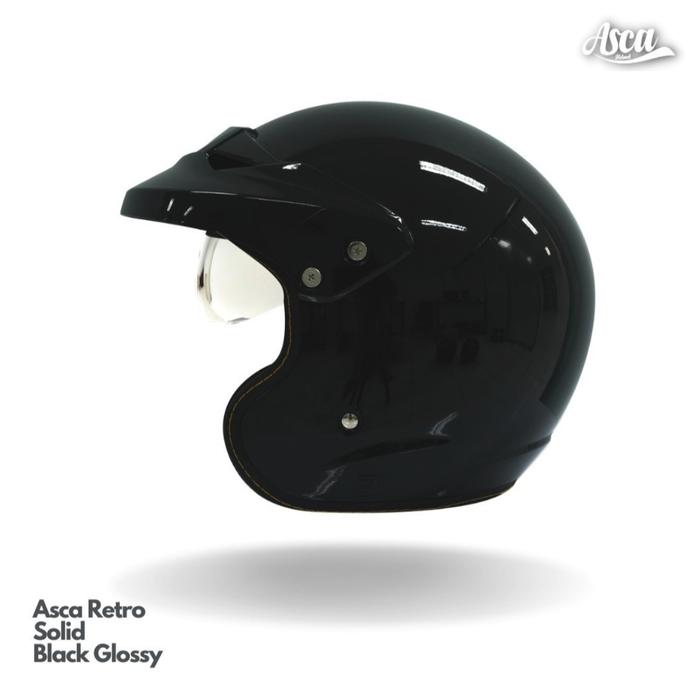 Gambar HELM ASCA RETRO SOLID BLACK GLOSSY HELM KLASIK ORANG GEMUK BIG SIZE HELM RETRO GEMUK - XXL dari ASCA Helmet undefined Tokopedia