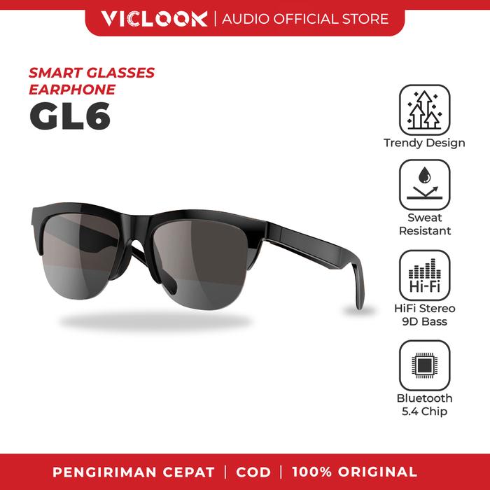 Gambar VICLOOK Smart Glasses Wireless Bluetooth V5.4 Sunglasses Sport IPX4 Wateroof Outdoor Kacamata Anti-Blue - GL6-HTM dari VICLOOK ID Kota Administrasi Jakarta Utara Tokopedia
