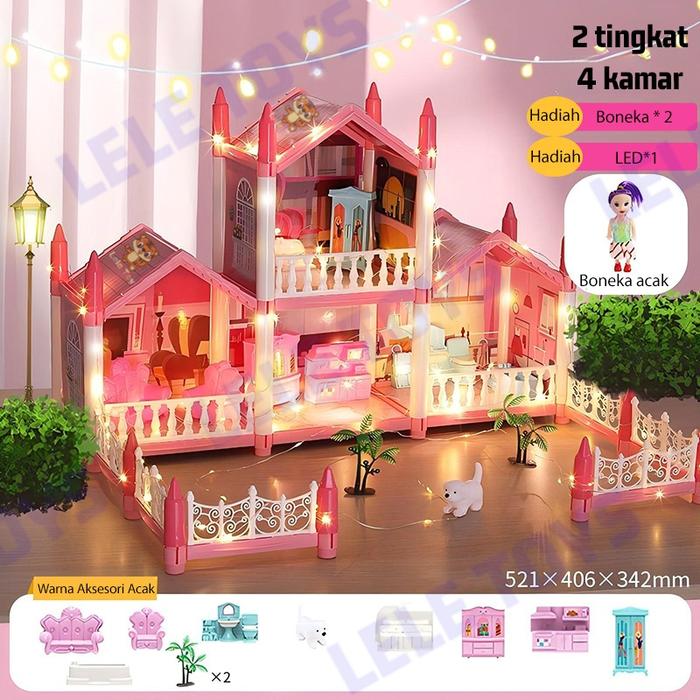 Gambar LeLe Toy Mainan Princess Castle Rumah Rumahan Doll House Kado Ulang Tahun Cewek Perabot Mainan Edukasi Rumah Led Plastik Anak Hadiah Perempuan Lampu - 4 Kamar Pink-2 Bone dari LeLe Toys Online Mall undefined Tokopedia
