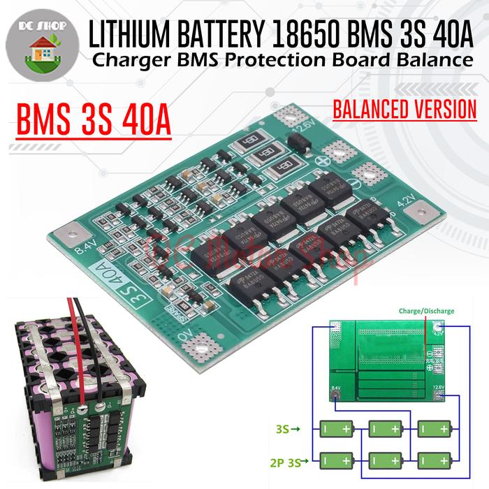 Gambar Lithium Battery 18650 BMS 3S 40A Charger BMS Protection Board Balance - Lithium Battery 18650 BMS 3S 40A dari DC Motor Shop undefined Tokopedia