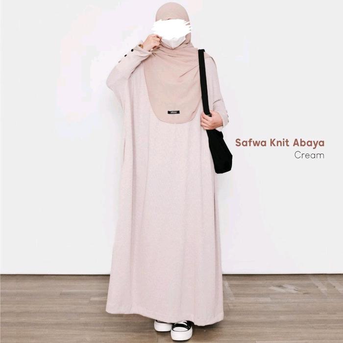 Gambar safwa abaya kaftan rib knit abaya knit premium - safwa cream, Allsize ld 180cm Pb 138cm dari Mullyo store_NEW undefined Tokopedia