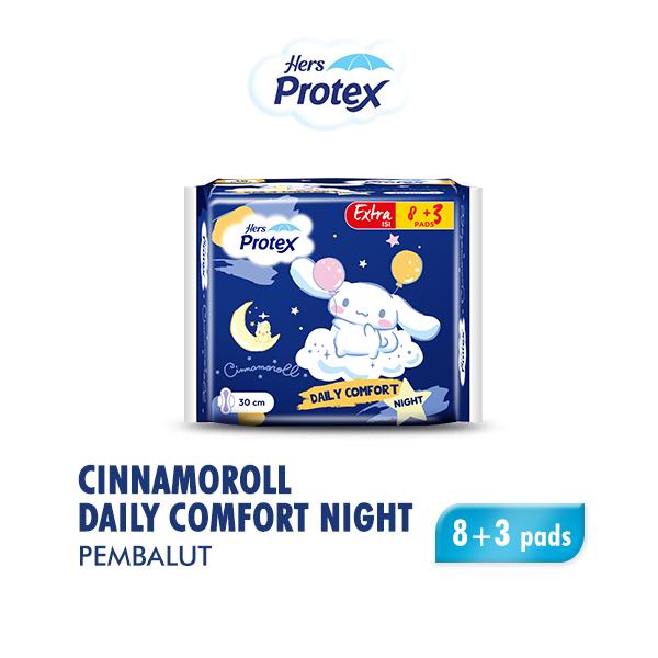 Gambar Hers Protex Pembalut Daily Comfort Night Cinnamoroll bag 8+3 dari Wings Indonesia undefined Tokopedia