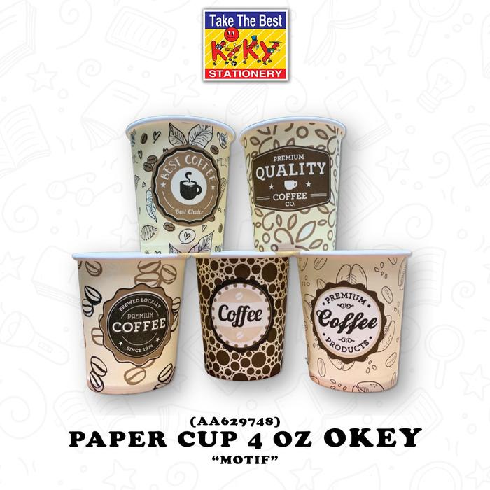 Gambar OKEY Paper Cup 4 Oz -1 Pack isi 50 Pcs Gelas Kertas Kopi Tahan Panas - Polos dari Kiky Stationery undefined 3 Tokopedia