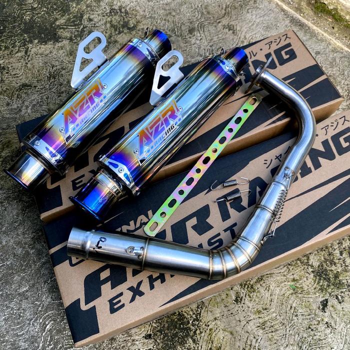 Gambar AZR RACING Knalpot SALEMBA Type Stret Racing Original Fullsystem untuk Vario 125/150 Beat Mio Nmax Aerox Scoopy dll Motorbike dengan Desain Warna-warni dan Kualitas Asl Motorcyclei - inlet 38 sarful(saringan ful), Aerox Old dari AZR RACING MUFFLER undefined Tokopedia