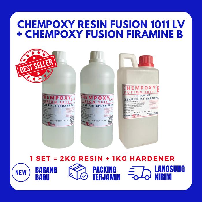 Gambar Epoxy resin - chempoxy fusion 1011 LV + chempoxy fusion firamine B -  2kg Resin+1kg Hardener untuk Kerajinan river table dari Chemposite Store undefined Tokopedia