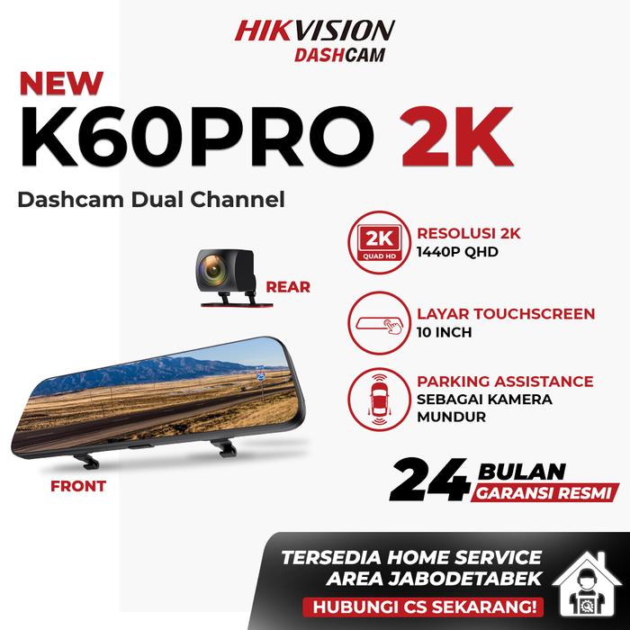 Gambar HIKVISION K60Pro Dash Cam 2K Front+Rear 1080P Full Touch Screen Voice Control Dashboard Camera Dashcam Mobil - Front + Rear dari Hikvision Dashcam Indonesia undefined Tokopedia