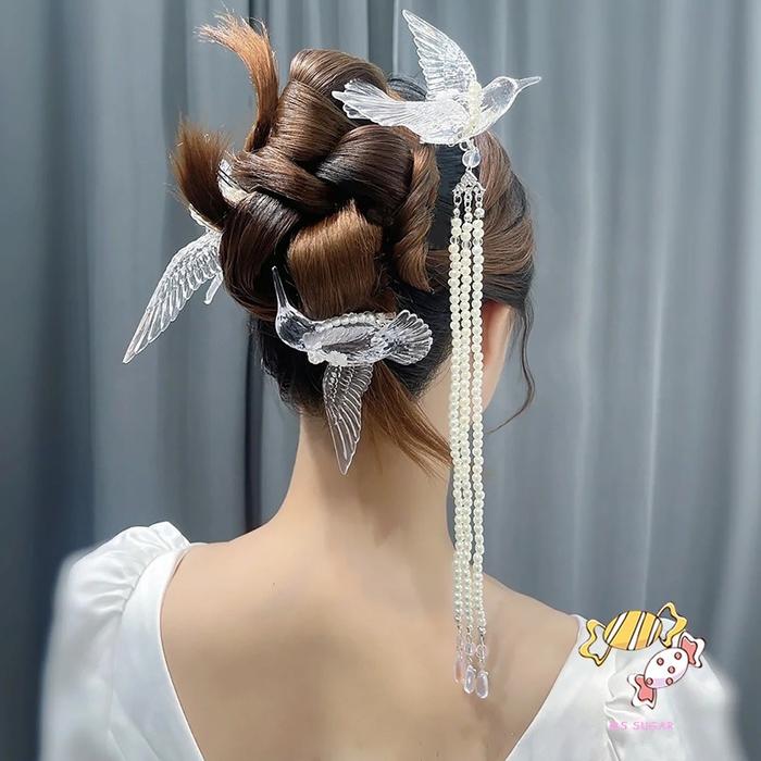 Gambar 【Harga super murah】YADORNOS Aksesori Rambut Burung dengan Hiasan Kepala Buatan Tangan Transparan Desain Burung Rumbai untuk Aksesori Rambut DIY Penataan Rambut dari YADORNOS undefined Tokopedia