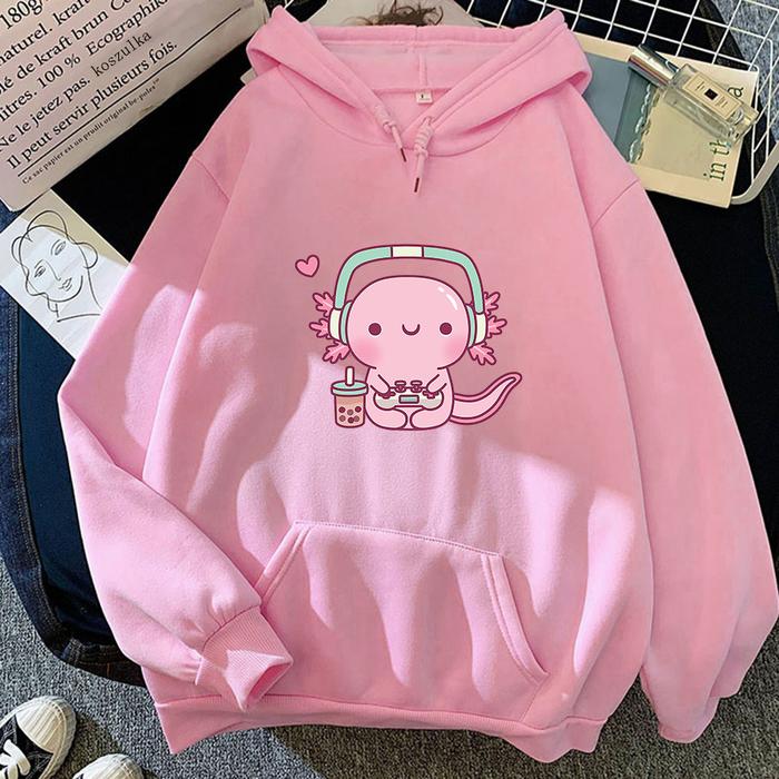 Jual Cute Axolotl Playing Video Games Gamer Funny Hoodie Hoodies
