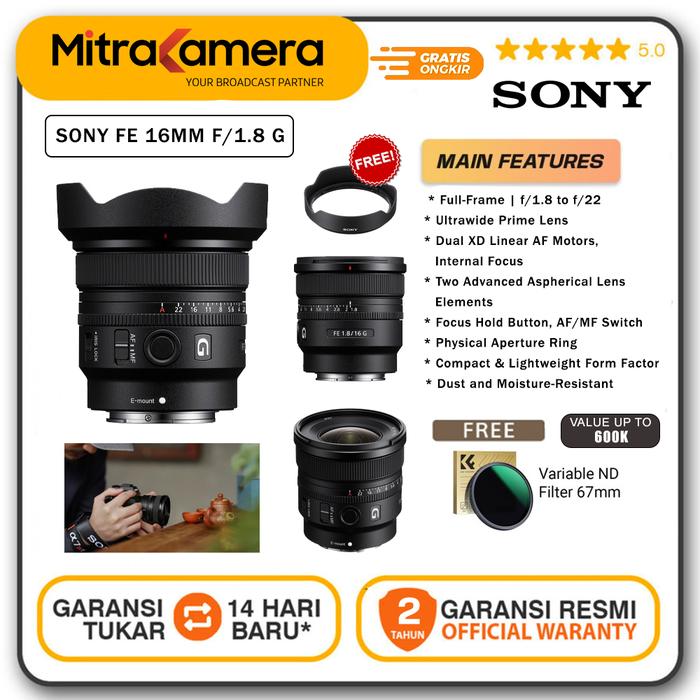 Sony Fe 16mm F18 G Lensa Sony 16 Mm F18 G Mirrorless Lens