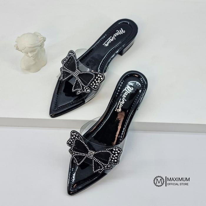 Gambar Maximum - Sandria Sandal Flat Hak 3cm Wanita Ujung Lancip Sandal Premium heels runcing Hitam Karet Pesta Shoes - Hitam, 37 dari Maximum Store undefined Tokopedia