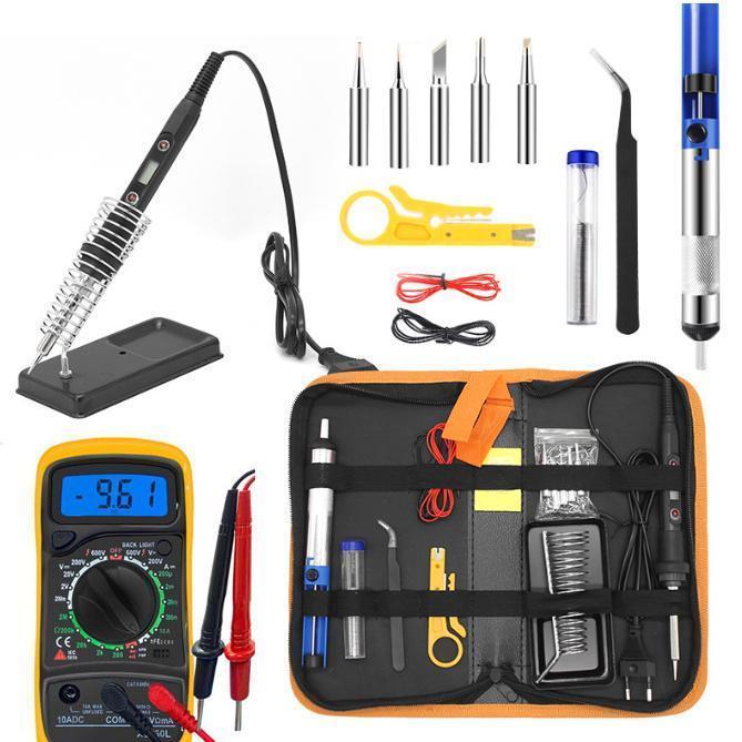 Gambar Set Solder Listrik Lengkap dengan Multimeter Iron Tool Kit 220V 60W/80W/Solder Listrik Murah Paket Penyedot Penghisap Timah Set Kit Lengkap Komplit Station - 80W-LCD-15Pcs Set+XL830 dari ID.Pelangi undefined Tokopedia