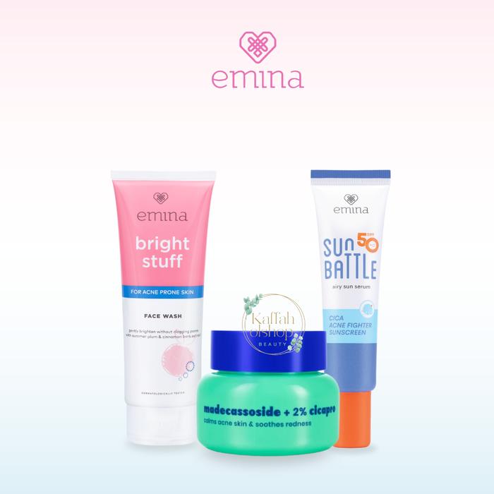 Gambar Emina Paket Daily Skincare : Bundle Lengkap Skincare Moisturizer, Face Wash, Sunscreen, Micellar Water, Toner - Acne kit Regular dari Kaffaholshop1 undefined Tokopedia