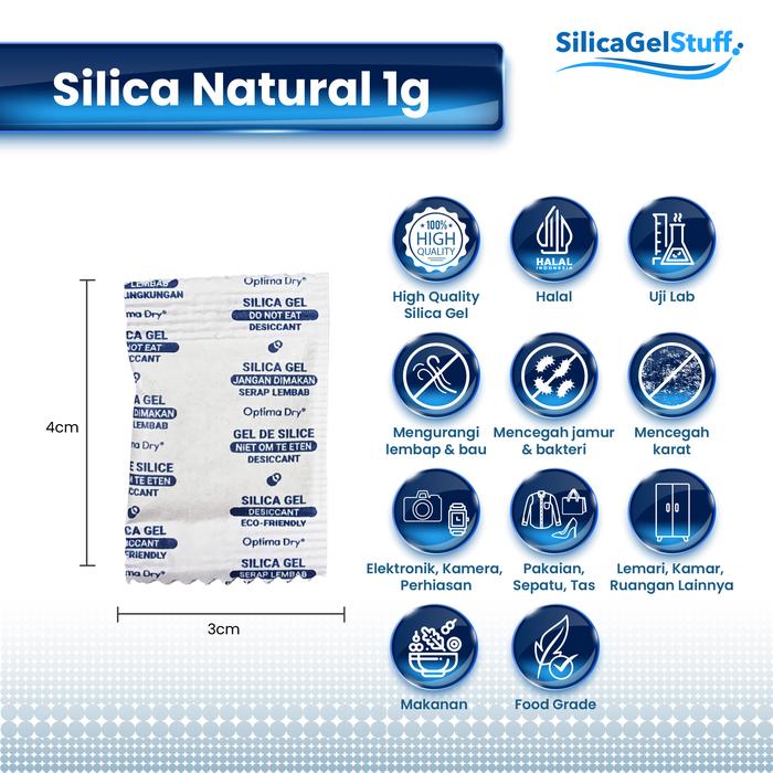 Gambar SILICA GEL NATURAL ALAMI 1 KG TERSERTIFIKASI - 1 GR NATURAL -+ 800 PCS dari Silicagelstuff undefined Tokopedia