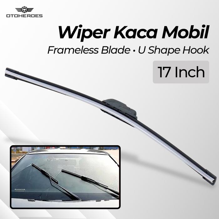 Gambar Wiper Kaca Mobil Blade Frameless U Shape Hook 14" 16" 17" 18" 20" Universal 1Pcs - 17 inch dari enterrstore undefined Tokopedia