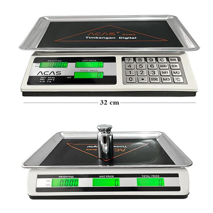 Promo ACAS 836 40Kg / 200Gr Timbangan Duduk Digital Meja Double Display ...