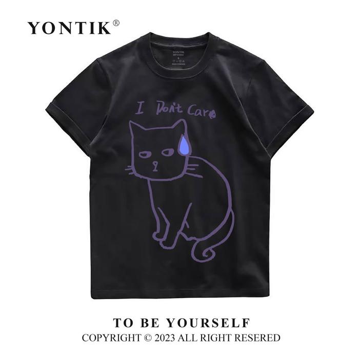 Gambar Kaos Baju Distro Murah Motif "I DON'T CARE CAT" Original Premium Tebal Unisex Katun 24S Cewe Cowo Pasangan Nyaman Atasan Keren Simple High Oblong Panjang Lembut Wanita Cewek Polos Cowok Oversize - Hitam, M, Katun 24S dari Cotton Apparel By KL Kota Administrasi Jakarta Barat Tokopedia