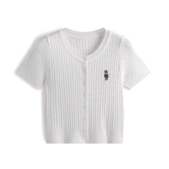 Gambar Elizabethgrosir Crop Cardigan Knit Import Grosir 58 Atasan Wanita Rajut Kepang Lengan Pendek 72056 Kancing Depan Leher Bulat  Top Knitwear Outer Baju Remaja  Stretch  Tebal Y83 - White dari elizabethgrosir1 undefined Tokopedia