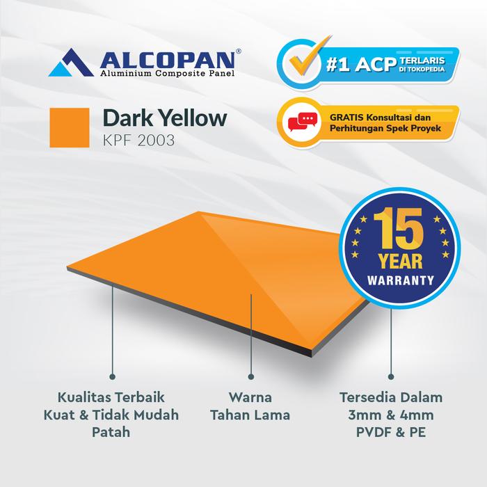 Gambar Acp Alcopan 4mm PVDF Outdoor - Dark Yellow 1220 x 2440 - Dark Yellow dari Acp Alcopan undefined Tokopedia
