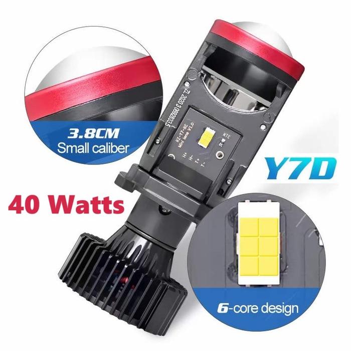 Gambar Lampu LED Y7D Projie H4 Mini Projector Lens Lensa Motor Mobil Headlight Headlamp Car - Y7D, FLAT dari Motovindo undefined Tokopedia