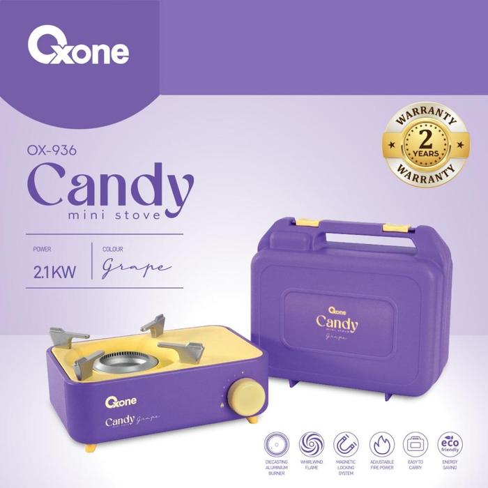 Gambar OXONE X MAKSAN OX936 Portable Candy Mini Stove Stainless Steel | Kompor Mini Portable Stainless Steel - Api Besar, Daya Api Disesuaikan - Grape OX936 + OX350 dari Oxone Official undefined Tokopedia