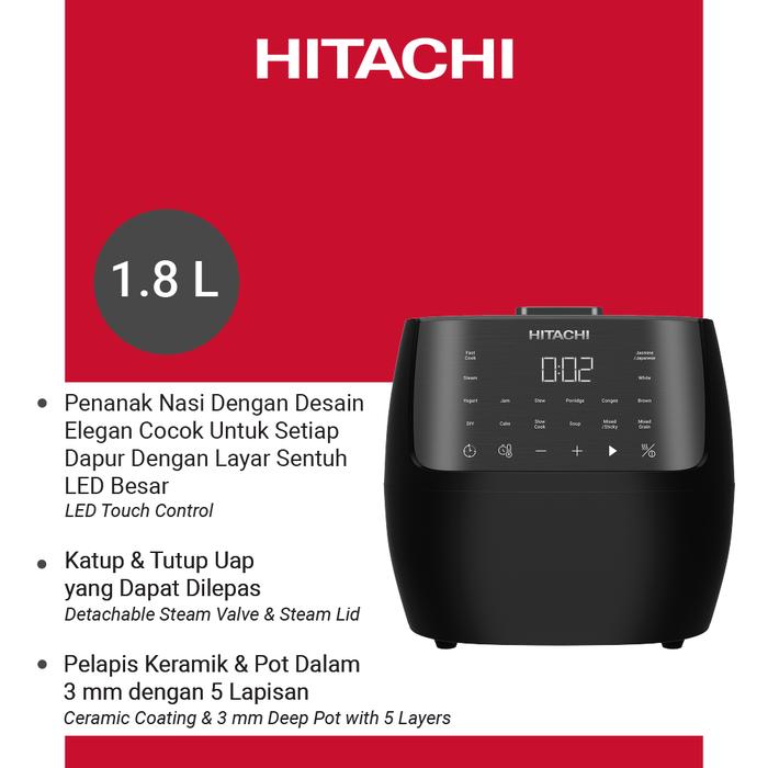 Gambar RICE COOKER HITACHI 1.8 L BLACK DIGITAL RZ-S18VN BK dari Hitachi Authorized Store undefined Tokopedia