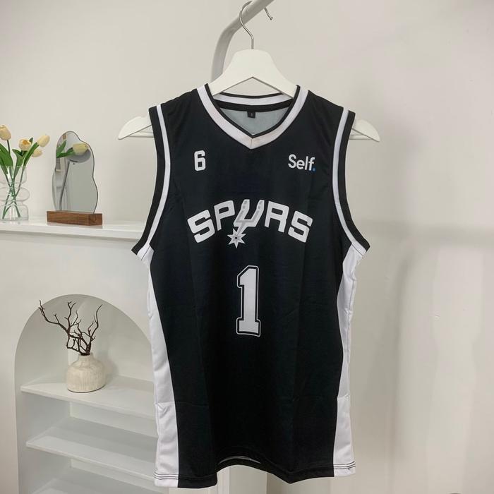 Gambar JERSEY BASKET SPURS WEMBANYAMA 1 HITAM BLACK SWINGMAN KAOS BASKET BAJU BASKET - SPURS HITAM WEMBY, S dari GR AKUN BACKUP undefined 3 Tokopedia