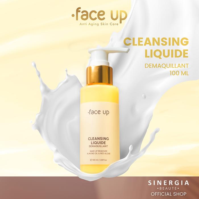 Gambar FACE UP Cleansing Liquide Demaquillant 100ml Pembersih Wajah Anti Aging Kaya dengan Almond Oil & Merah Alga Remover Makeup & Sebum - CLEANSING LIQUIDE dari Sinergia Beaute undefined Tokopedia