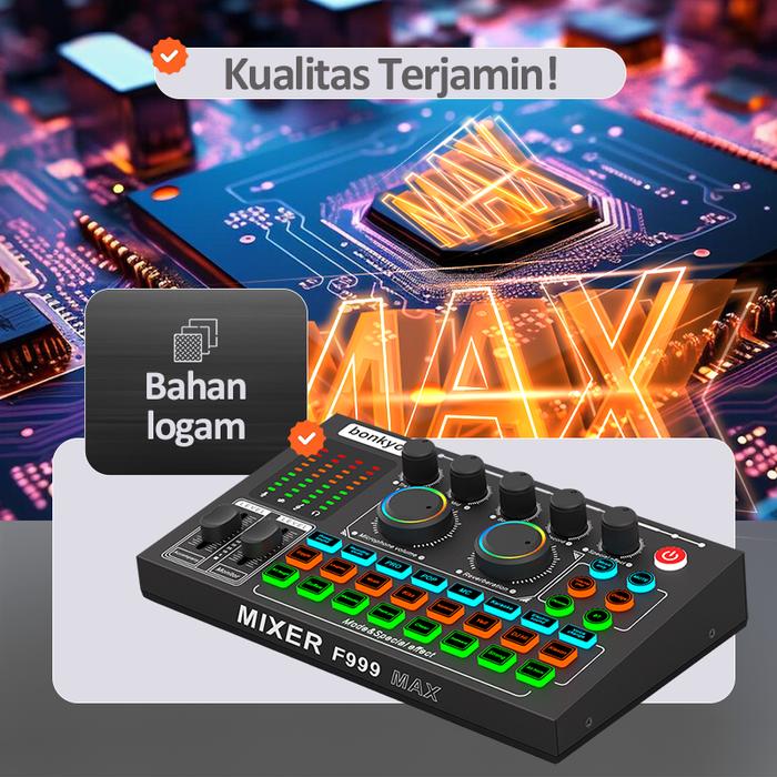 Gambar Bonkyo F999MAX SET Sound Card Live Broadcast Equipment Full Set Bluetooth Live Sound Card Audio Live Mixer untuk Siaran Langsung Karaoke dengan Headset OTG & M996 - F999MAX Black dari bonkyo audio undefined Tokopedia