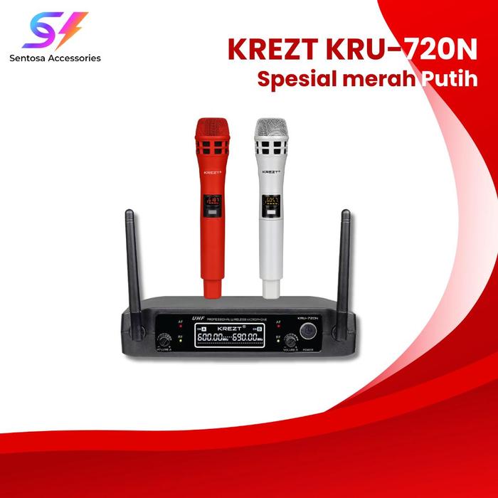 Gambar Microphone Wireless KREZT KRU-720N Mik Wireless Real UHF - Merah Putih dari Sentosa Accessories undefined Tokopedia