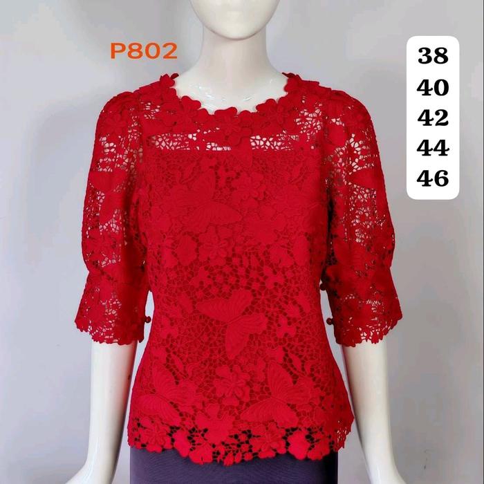 Gambar Blouse Pink Boutique Bangkok / baju brokat pesta / atasan kebaya jadi P802 - merah, 46 dari 3putri.fashionbangkok undefined Tokopedia
