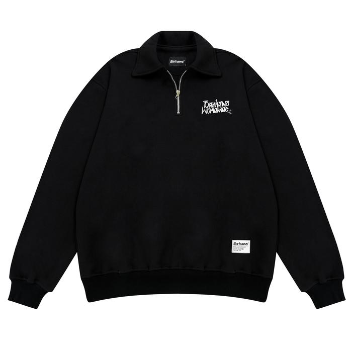 Gambar BARHAWS - Sweater Half Zipper Rugby Distro Black - M dari Barhaws undefined Tokopedia