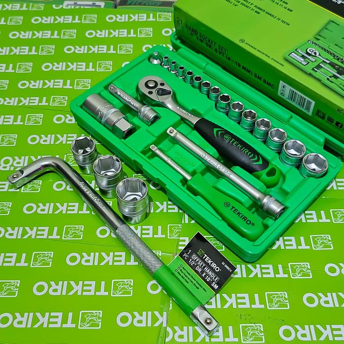 Gambar Kunci Shock Sock 24 Pcs Toolkit Tekiro 1 Set Lengkap + Gagang Sok L 1/2 Inch Handle Sok + Mata Sok Tekiro 22 Dan 24 Mm - KUNCI SHOCK 21 PCS+GSOKT+19+22+24 dari Toko Perkakas Bengkel undefined Tokopedia