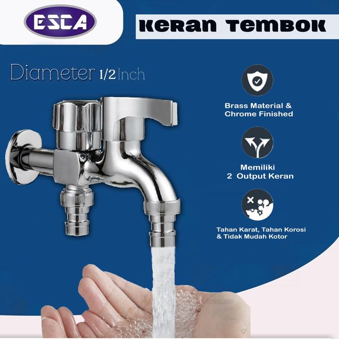 Gambar Kran Tembok Cabang Kran Cabang Keran ABS 99 Kran Shower Mixer Double / Kran Cabang Shower - Spesifikasi dari TokoSerbaPraktis undefined Tokopedia