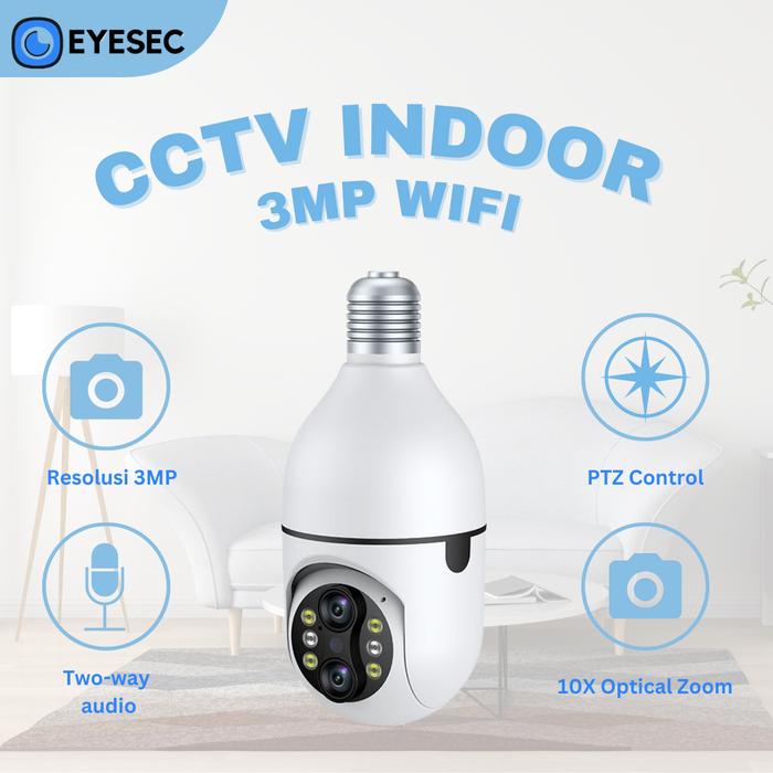 Gambar EYESEC CCTV Bohlam WiFi 3MP 10X Optical Zoom CCTV Lampu IP Camera 355° PTZ Kamera HP Jarak Jauh Led Ponsel cctv pantau lewat hp dari EYESEC Shop undefined Tokopedia