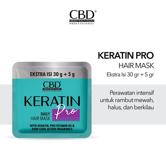 Gambar [FYC] CBD Prof Keratin Pro Daily Use Hair Mask 35gr / 250gr / 500gr - Haircare Creambath Perawatan Masker Rambut untuk Melembutkan Rambut Kering Kusam menjadi Berkilau Menutrisi Mengembalikan Elastisitas Rambut Halus Seperti di Smoothing Wangi Seharian - Hair Mask Sachet 35gr dari CBD Professional undefined Tokopedia